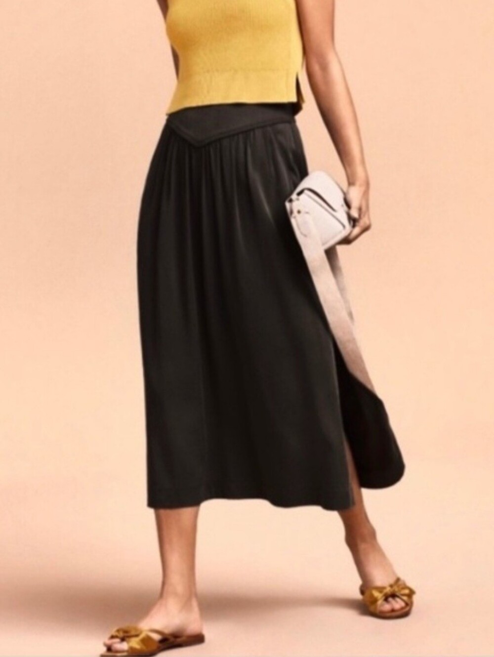 Aritzia Wilfred Black Women L Gabrielle Midi Long Skirt